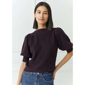 Autumn Cashmere  Shaker Puff Sleeve Copped Sweater Womens Small
